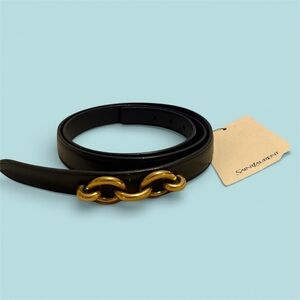 Saint Laurent Black Belt with Gold Accents